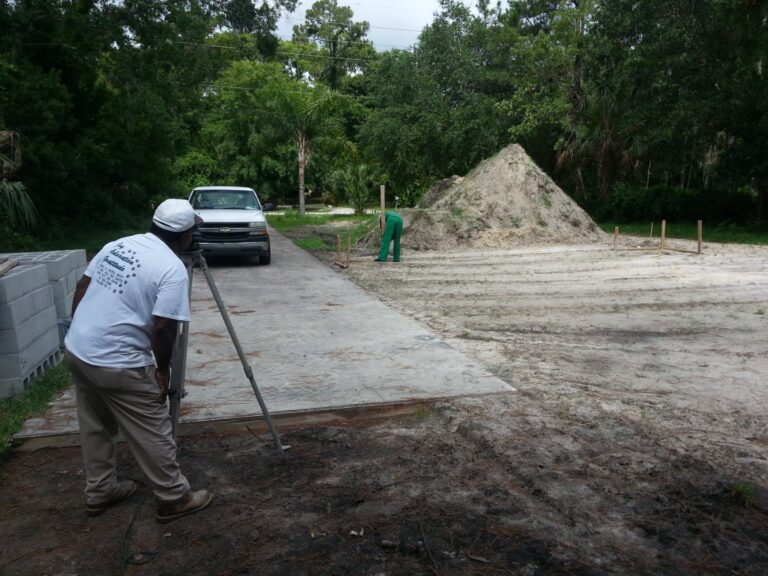 Cinder Block addition Surveying site