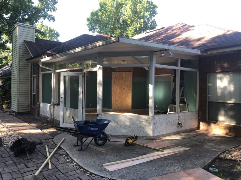 Aluminum sunroom conversion before