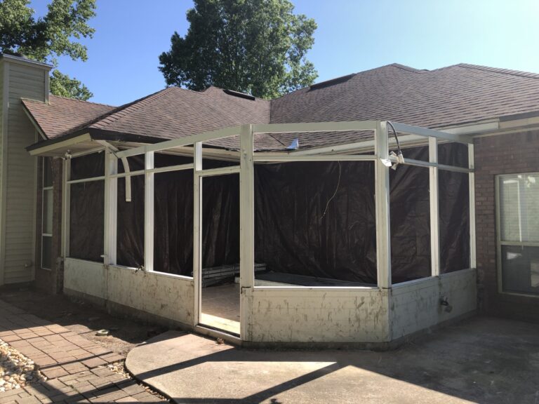 Aluminum sunroom conversion before